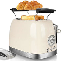 HKM-507027 Extra Wide Slot 2-Slice Toaster with Reheat, Defrost, Cancel Functions and 6 Browning Levels in Retro Design