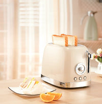 HKM-507027 Extra Wide Slot 2-Slice Toaster with Reheat, Defrost, Cancel Functions and 6 Browning Levels in Retro Design