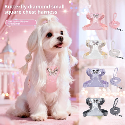 HKM-5071165 Small Dog Chest Strap Harness with Hand-Holding Rope in Multiple Colors