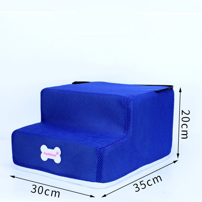 HKM-5071805 Pet Stairs with Breathable Mesh Fabric and High-Density Sponge - Detachable & Non-Slip Climbing Ladder for Dogs and Cats