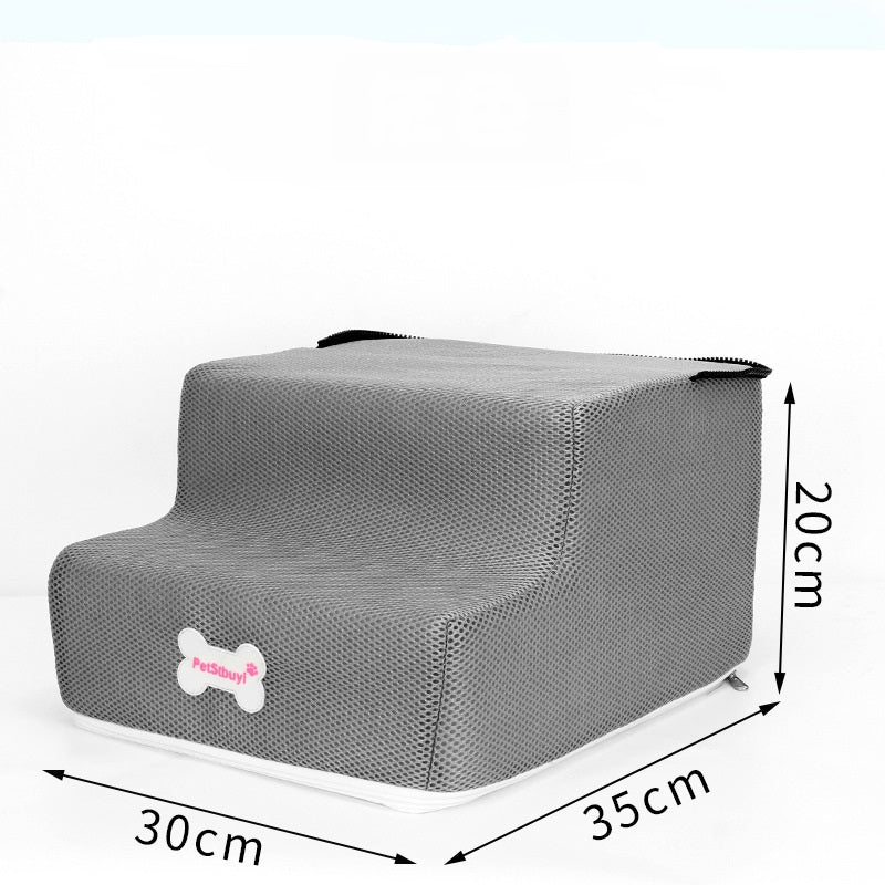 HKM-5071805 Pet Stairs with Breathable Mesh Fabric and High-Density Sponge - Detachable & Non-Slip Climbing Ladder for Dogs and Cats