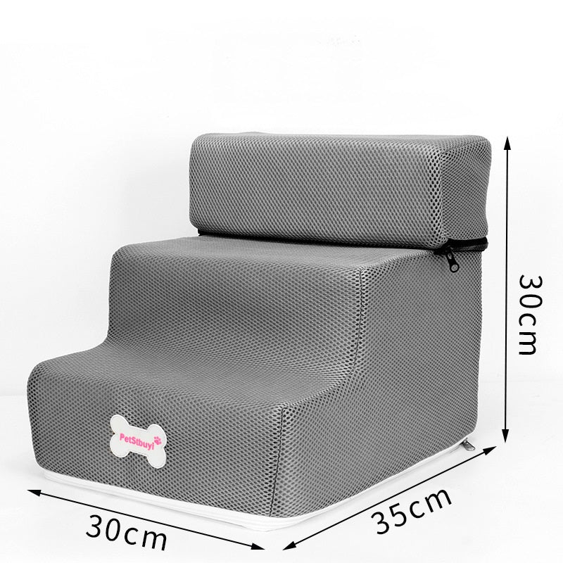 HKM-5071805 Pet Stairs with Breathable Mesh Fabric and High-Density Sponge - Detachable & Non-Slip Climbing Ladder for Dogs and Cats