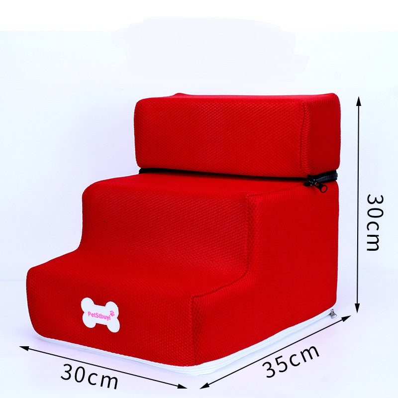 HKM-5071805 Pet Stairs with Breathable Mesh Fabric and High-Density Sponge - Detachable & Non-Slip Climbing Ladder for Dogs and Cats