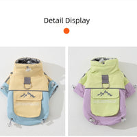 HKM-5073085 Color Block Windbreaker for Small to Medium Dogs - Weather Resistant, Comfortable Cotton Coat