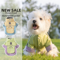 HKM-5073085 Color Block Windbreaker for Small to Medium Dogs - Weather Resistant, Comfortable Cotton Coat