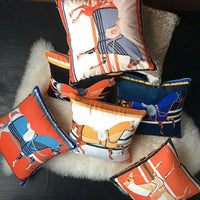 HKM-507347 Velvet Double-Sided Printed Geometric Horse Head Pillow Case, 45cm