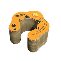 HKM-5073597 Foldable Cat Scratch Board with Bell Ball and Catnip - Cartoon Design, Corrugated Paper