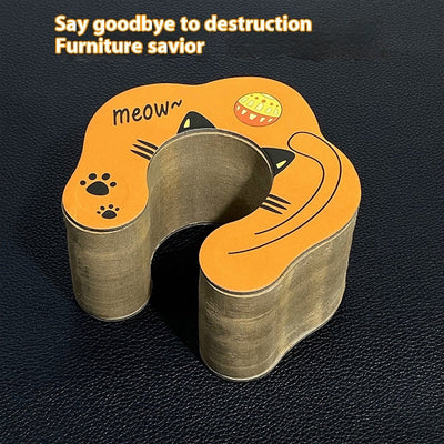 HKM-5073597 Foldable Cat Scratch Board with Bell Ball and Catnip - Cartoon Design, Corrugated Paper