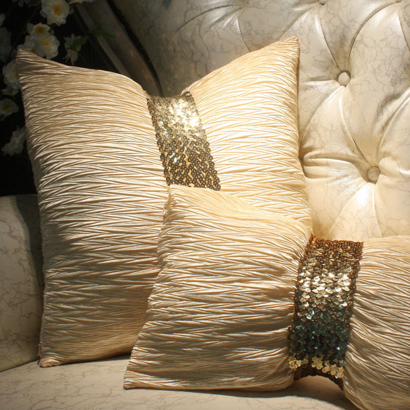 HKM-507411 Bowknot Decorative Throw Pillow Cushion - European-Style Large Bedside Pillow Case (30x45cm, 45x45cm)
