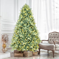 HKM-507411 Green PE/PVC Christmas Tree with Warm White LED Lights - Available in Multiple Heights (4ft to 9ft)