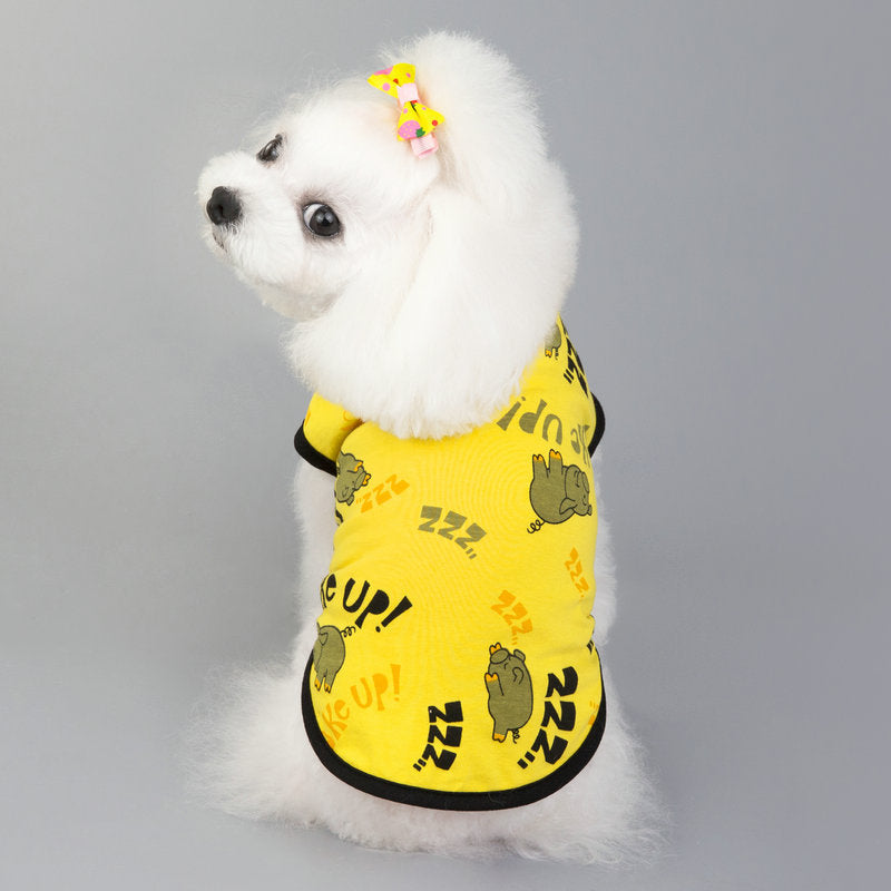 HKM-5074877 Casual Cotton Vest for Dogs with Piggy Print ¨C Spring and Summer Styles in Yellow and Pink