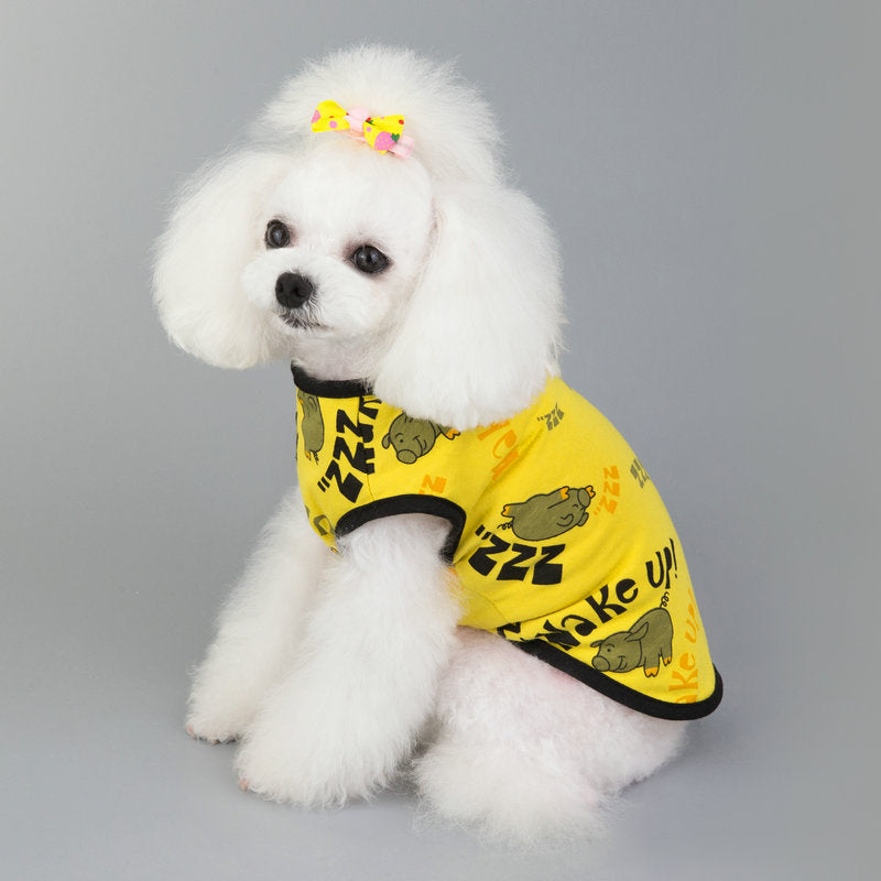HKM-5074877 Casual Cotton Vest for Dogs with Piggy Print ¨C Spring and Summer Styles in Yellow and Pink