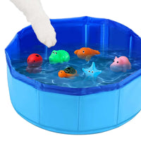 HKM-5075773 Folding Vinyl Pool with 6 Tweak Toys for Dogs - Blue 30x10cm & 50x8cm Options