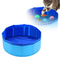 HKM-5075773 Folding Vinyl Pool with 6 Tweak Toys for Dogs - Blue 30x10cm & 50x8cm Options
