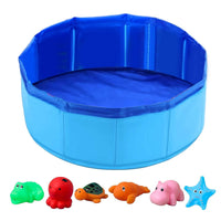 HKM-5075773 Folding Vinyl Pool with 6 Tweak Toys for Dogs - Blue 30x10cm & 50x8cm Options