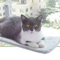 HKM-5075901 Cat Suction Cup Window Hammock - Breathable Mesh Plush Fabric, Stylish Pet Bed for Cats