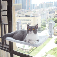 HKM-5075901 Cat Suction Cup Window Hammock - Breathable Mesh Plush Fabric, Stylish Pet Bed for Cats
