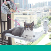 HKM-5075901 Cat Suction Cup Window Hammock - Breathable Mesh Plush Fabric, Stylish Pet Bed for Cats