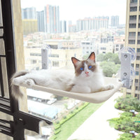 HKM-5075901 Cat Suction Cup Window Hammock - Breathable Mesh Plush Fabric, Stylish Pet Bed for Cats