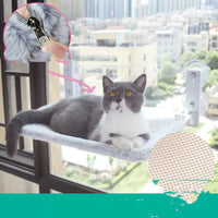 HKM-5075901 Cat Suction Cup Window Hammock - Breathable Mesh Plush Fabric, Stylish Pet Bed for Cats