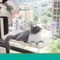 HKM-5075901 Cat Suction Cup Window Hammock - Breathable Mesh Plush Fabric, Stylish Pet Bed for Cats