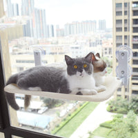 HKM-5075901 Cat Suction Cup Window Hammock - Breathable Mesh Plush Fabric, Stylish Pet Bed for Cats