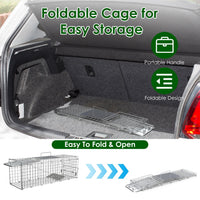 HKM-5077949 24-Inch Folding Humane Animal Trap Cage for Small Pets, Galvanized Steel Construction, Easy Setup and Release