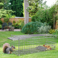 HKM-5077949 24-Inch Folding Humane Animal Trap Cage for Small Pets, Galvanized Steel Construction, Easy Setup and Release