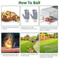 HKM-5077949 24-Inch Folding Humane Animal Trap Cage for Small Pets, Galvanized Steel Construction, Easy Setup and Release