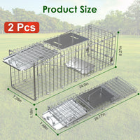 HKM-5077949 24-Inch Folding Humane Animal Trap Cage for Small Pets, Galvanized Steel Construction, Easy Setup and Release
