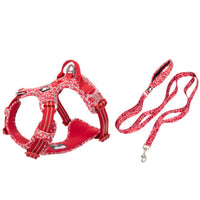 HKM-5078461 Reflective Floral Printed Pet Dog Leash and Chest Harness Set