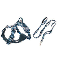 HKM-5078461 Reflective Floral Printed Pet Dog Leash and Chest Harness Set