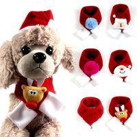 HKM-507859 Cozy Winter Santa Scarf Bow Tie Hat for Dogs and Cats