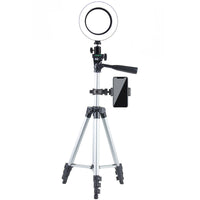 HKM-507987 Versatile Aluminum Alloy Tripod Set with U-Shaped Clip and Cloth Bag for Mobile Phone Live Support