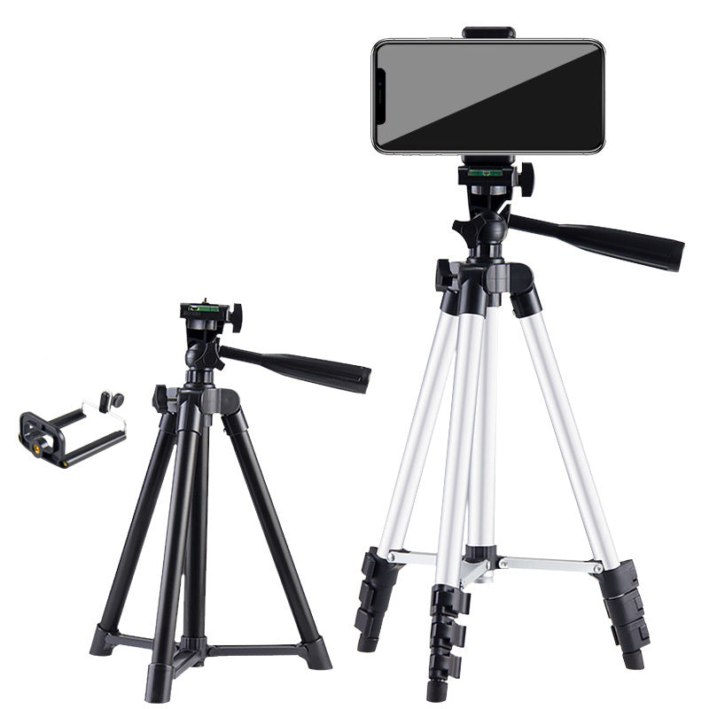 HKM-507987 Versatile Aluminum Alloy Tripod Set with U-Shaped Clip and Cloth Bag for Mobile Phone Live Support