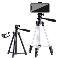 HKM-507987 Versatile Aluminum Alloy Tripod Set with U-Shaped Clip and Cloth Bag for Mobile Phone Live Support