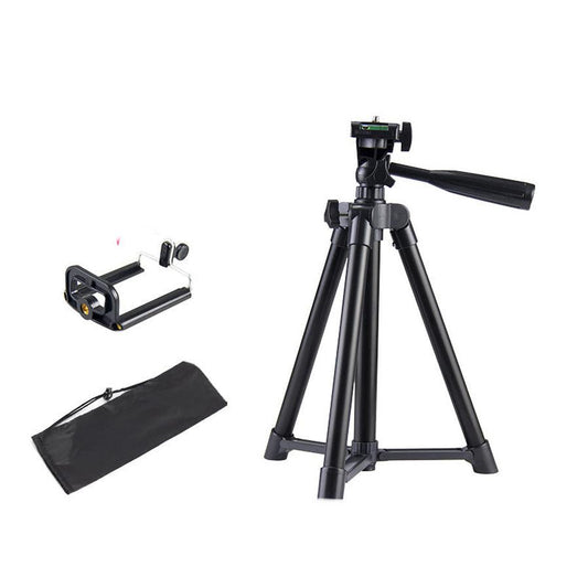 HKM-507987 Versatile Aluminum Alloy Tripod Set with U-Shaped Clip and Cloth Bag for Mobile Phone Live Support