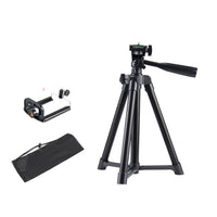 HKM-507987 Versatile Aluminum Alloy Tripod Set with U-Shaped Clip and Cloth Bag for Mobile Phone Live Support