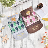 HKM-5080637 Diamond Pattern Knitted Dog Skirt - Casual Polyester Outfit in Grey and Brown