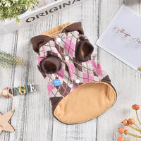 HKM-5080637 Diamond Pattern Knitted Dog Skirt - Casual Polyester Outfit in Grey and Brown
