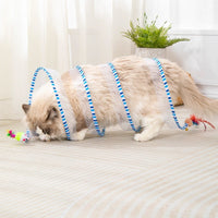 HKM-5081533 Interactive Cat Tunnel and Teasing Stick with Feather Attachment for Boredom Relief