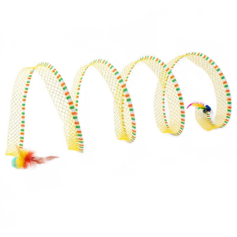 HKM-5081533 Interactive Cat Tunnel and Teasing Stick with Feather Attachment for Boredom Relief