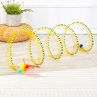 HKM-5081533 Interactive Cat Tunnel and Teasing Stick with Feather Attachment for Boredom Relief