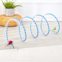 HKM-5081533 Interactive Cat Tunnel and Teasing Stick with Feather Attachment for Boredom Relief