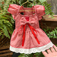 HKM-5081661 Flounced Sleeve Dress for Pets in Pansy, Red Plaid, and Floral Styles