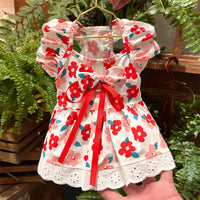 HKM-5081661 Flounced Sleeve Dress for Pets in Pansy, Red Plaid, and Floral Styles