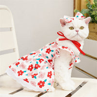 HKM-5081661 Flounced Sleeve Dress for Pets in Pansy, Red Plaid, and Floral Styles