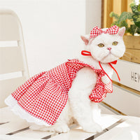 HKM-5081661 Flounced Sleeve Dress for Pets in Pansy, Red Plaid, and Floral Styles