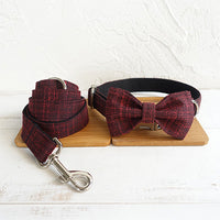 HKM-5082045 Dog Pen and Leash Bowknot Traction Set - Scalable Red Polyester Design, Available in Multiple Sizes