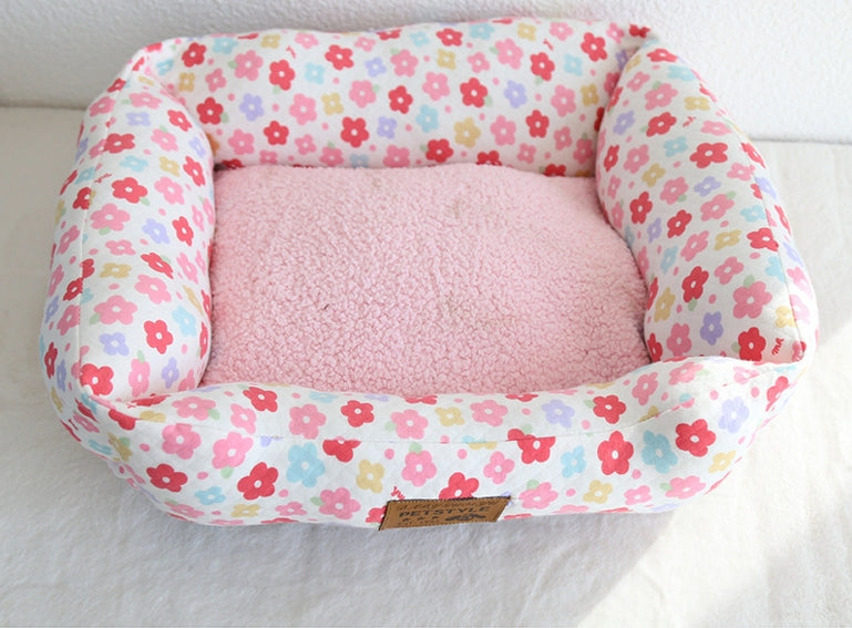 HKM-5084093 Small Square Nest Dog Mat for All Seasons ¨C Cozy Cotton Kennel with Various Patterns